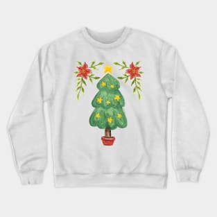 Cute Watercolor Christmas Tree Crewneck Sweatshirt